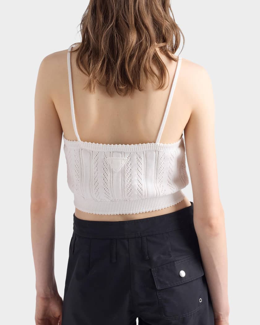 Prada Openwork Cotton Crop Top | Neiman Marcus