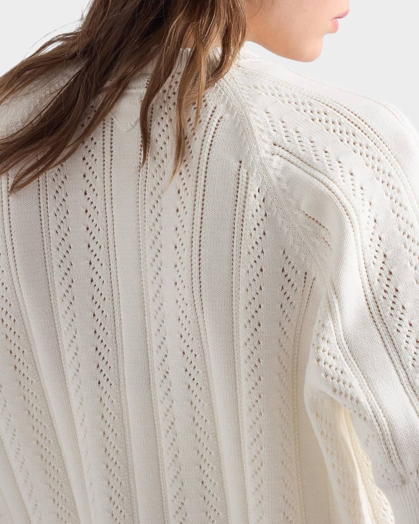 PRADA ガーメント Prada Short-Sleeved Openwork Cotton Cardigan | Neiman Marcus