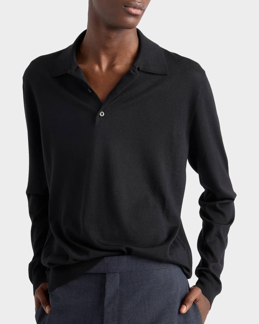 Prada Men's Cashmere & Silk Polo Shirt | Neiman Marcus