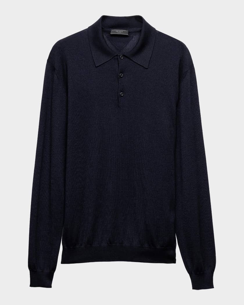 Prada Men's Cashmere & Silk Polo Shirt | Neiman Marcus