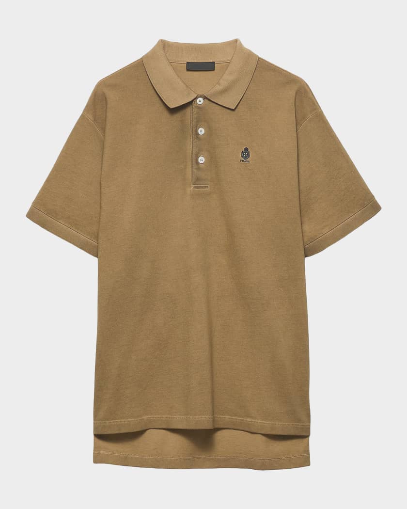 Prada Men's Garment-Dyed Cotton Polo Shirt | Neiman Marcus