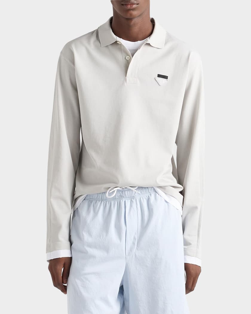 Prada Men's Layered Cotton Polo Shirt | Neiman Marcus