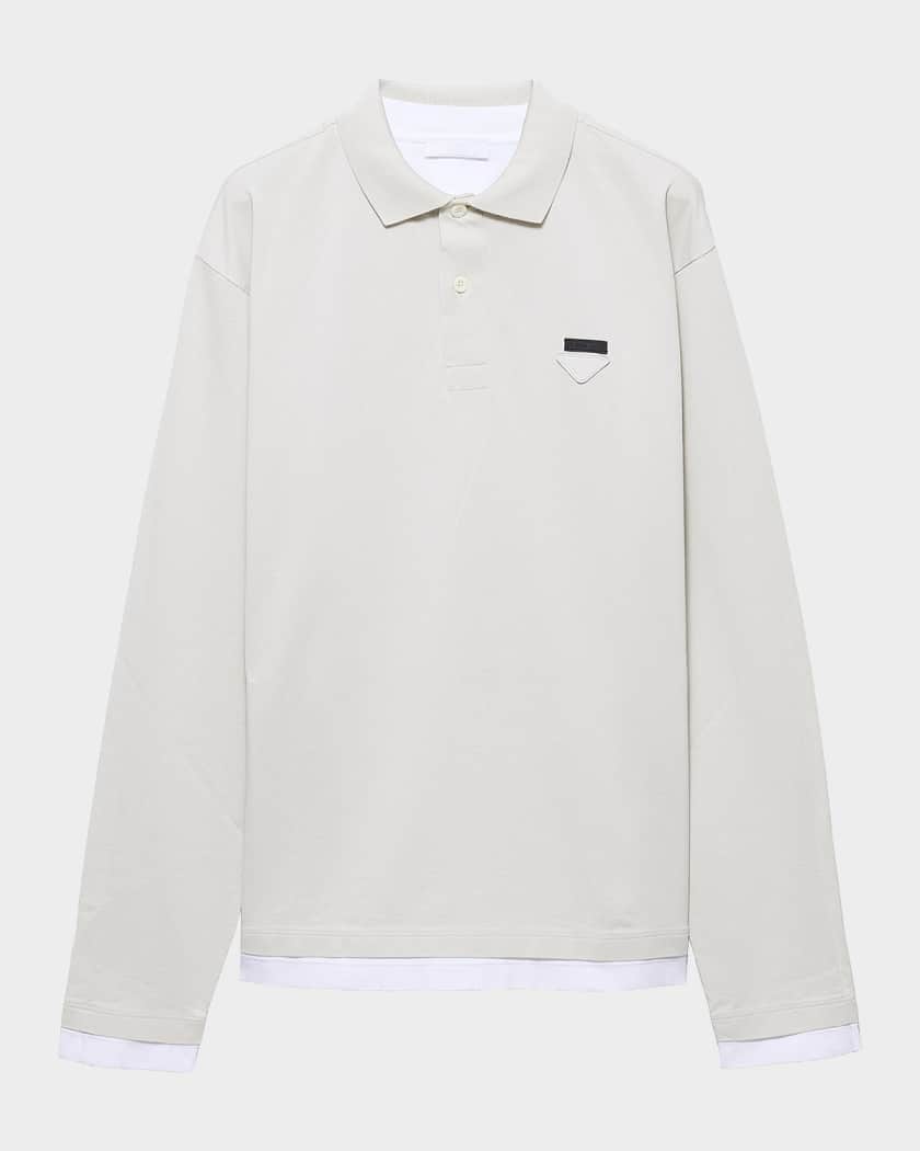 Prada Men's Layered Cotton Polo Shirt | Neiman Marcus