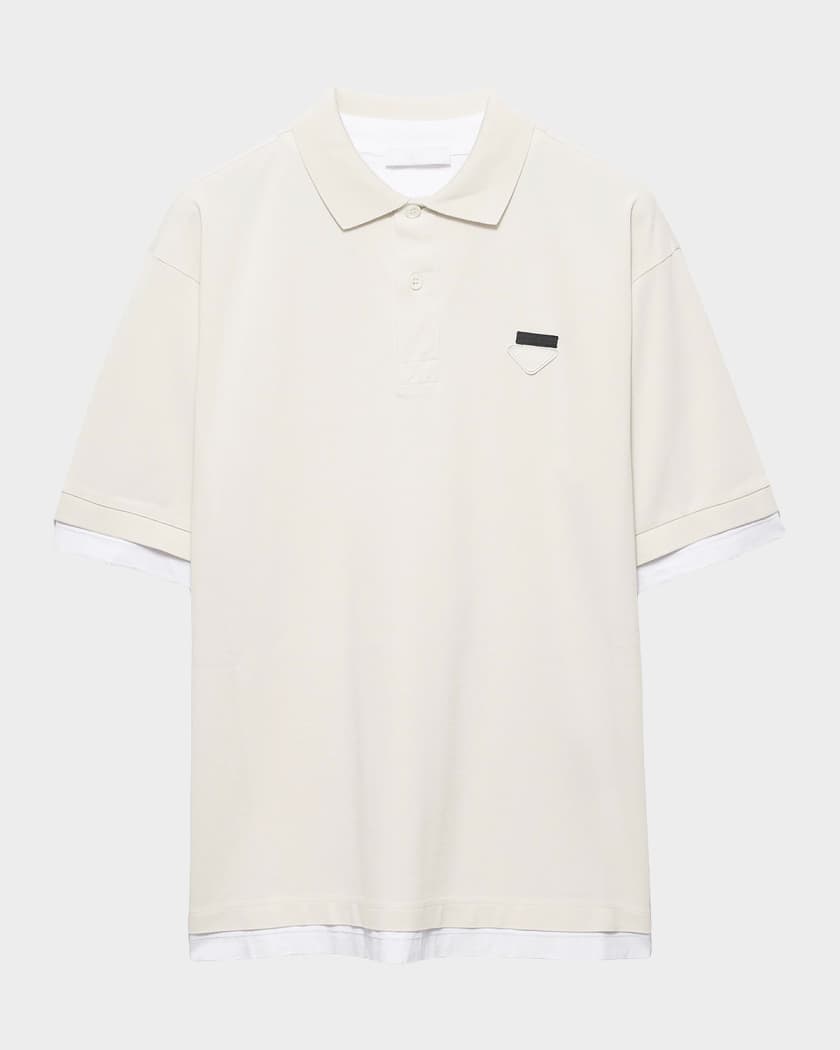 Prada Men's Layered Cotton Polo Shirt | Neiman Marcus
