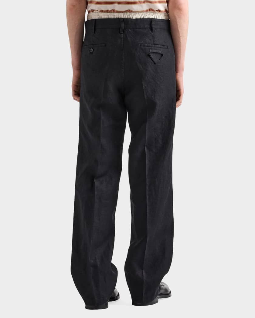 Prada Men's Wide-Leg Linen Pants | Neiman Marcus