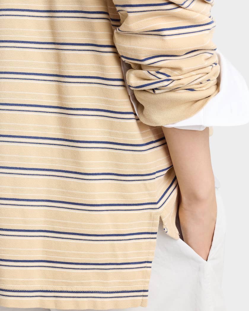 Prada Men's Striped Cotton Pique Polo Shirt | Neiman Marcus