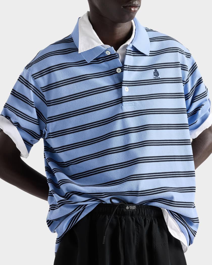 Prada Men's Garment-Dyed Cotton Polo Shirt | Neiman Marcus