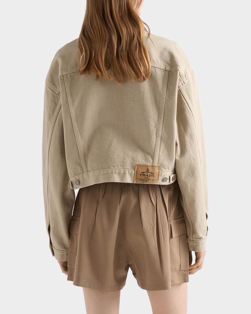Prada Cropped Old Denim Jacket | Neiman Marcus