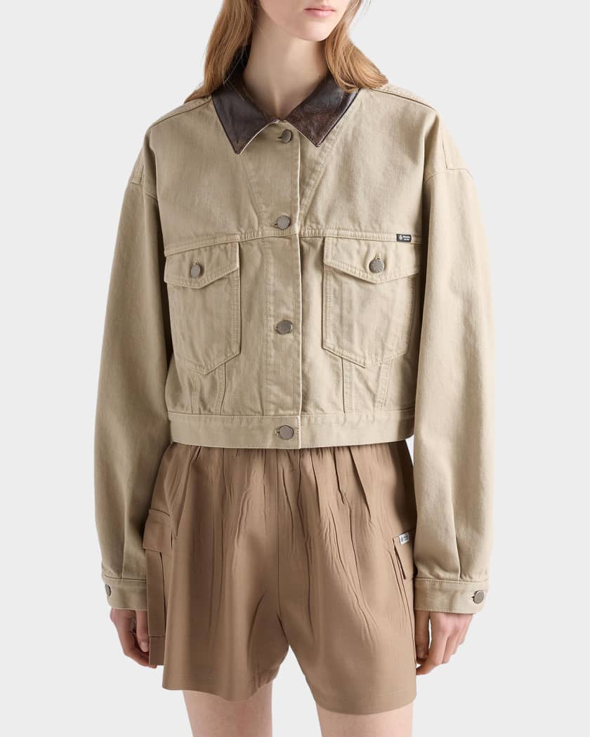 Prada Cropped Old Denim Jacket | Neiman Marcus
