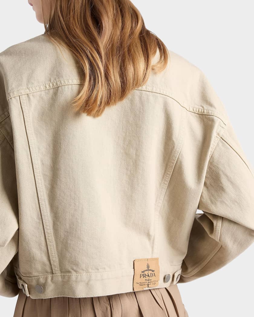 Prada Cropped Old Denim Jacket | Neiman Marcus