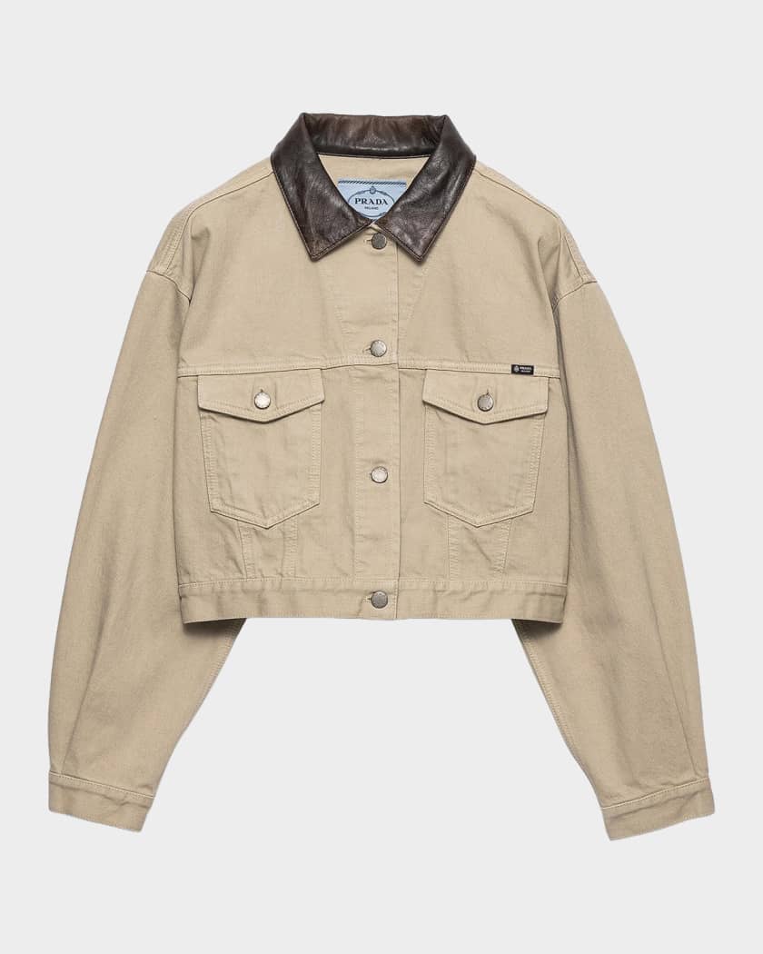 Prada Cropped Old Denim Jacket | Neiman Marcus