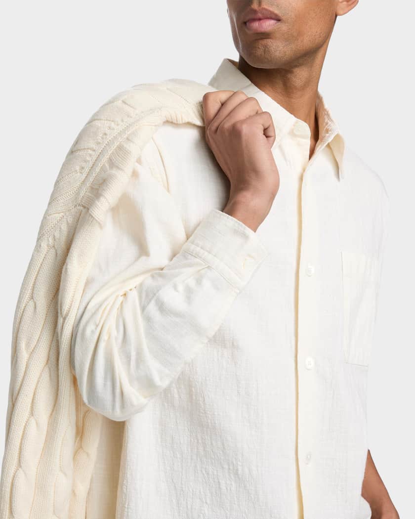 FRAME Men's Seersucker Cotton Shirt | Neiman Marcus