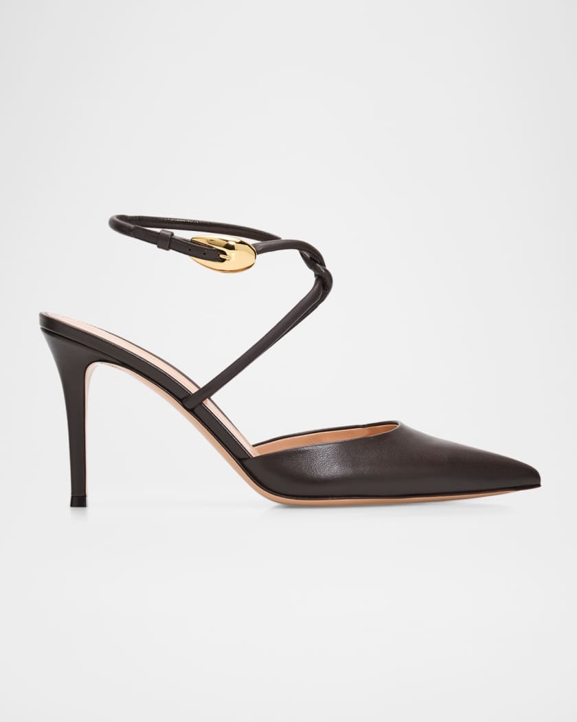 Gianvito Rossi 85mm Nappa Leather Ankle-Strap Pumps | Neiman Marcus