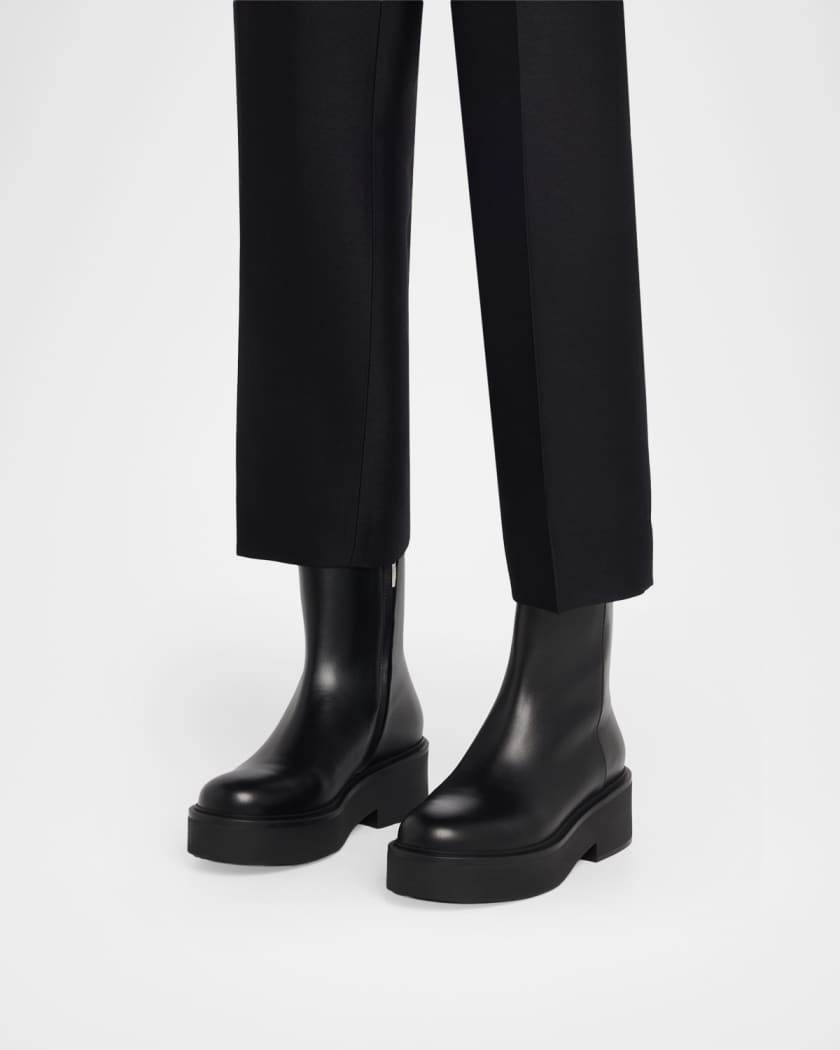 Gianvito Rossi Hiro Leather Platform Booties | Neiman Marcus