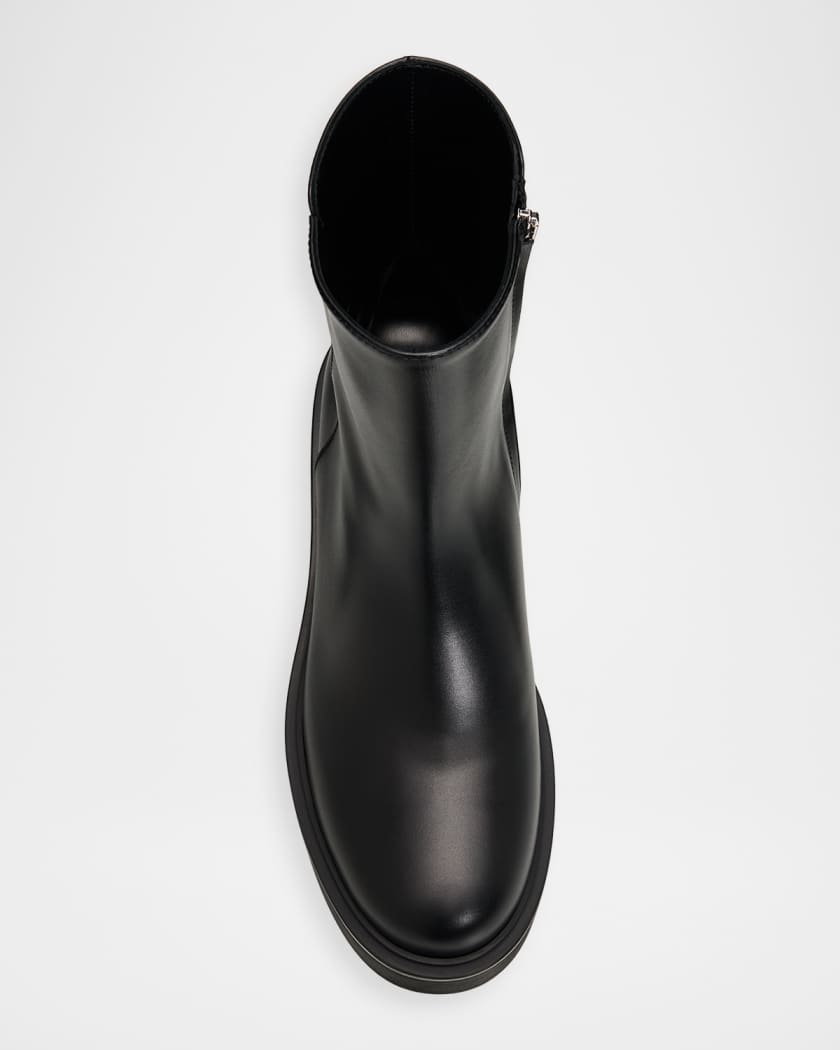 Gianvito Rossi Hiro Leather Platform Booties | Neiman Marcus