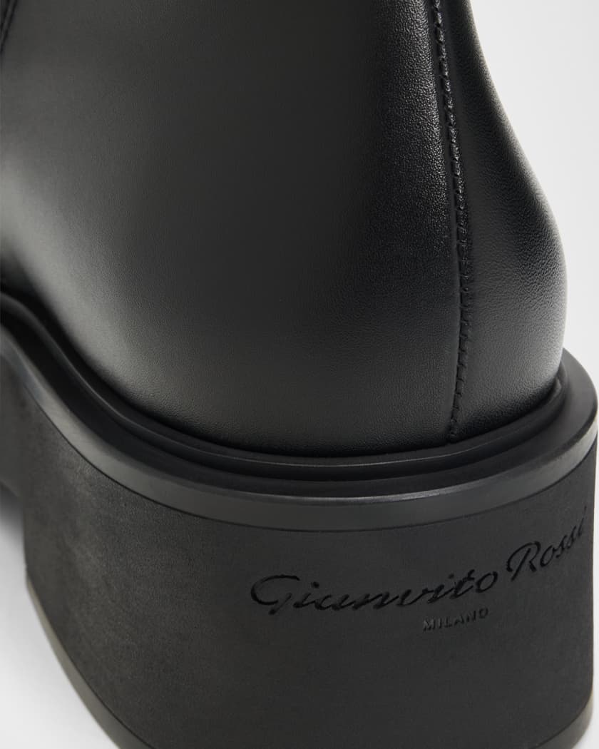 ⭐︎⭐︎Gianvito Rossi ブラックオープントゥヒール Gianvito Rossi Hiro Leather Platform Booties | Neiman Marcus