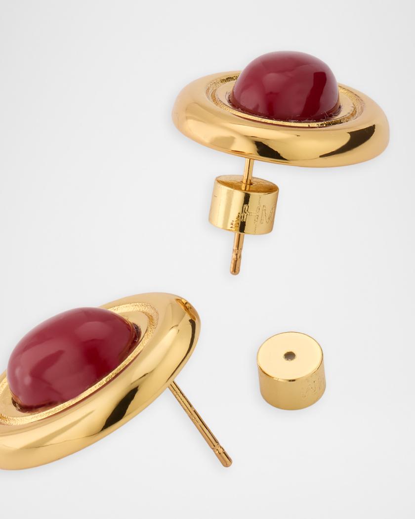 【美品】エミール・ガレ★red and gold with prunes Heaven Mayhem Prize 18K Gold Plated Earrings, Red | Neiman Marcus