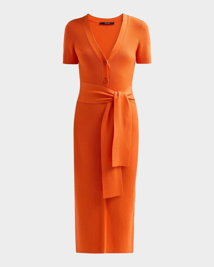 ribbed tie front dress Black Cut Out Tie-Front Ribbed Midi Dress