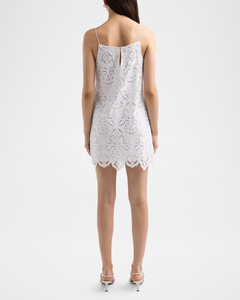 Toccin Olivera Lace Cotton Shift Mini Dress | Neiman Marcus