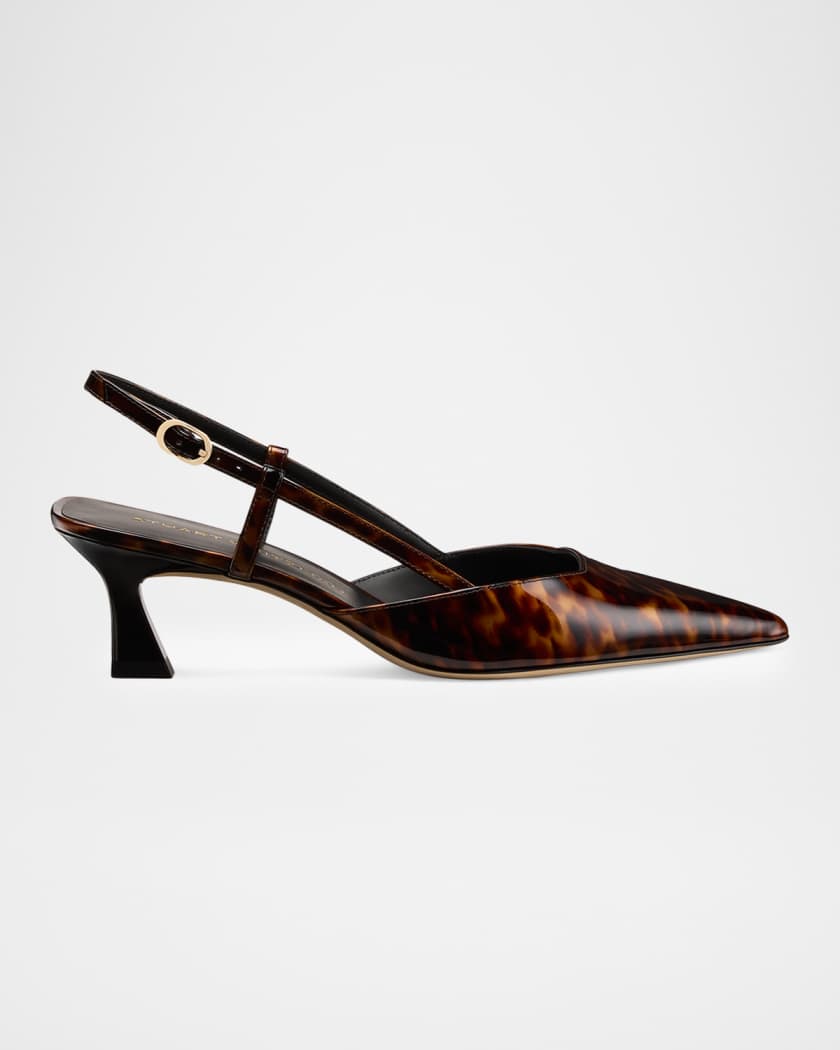 Stuart Weitzman 50mm Vinnie Tortoiseshell Slingback Pumps | Neiman