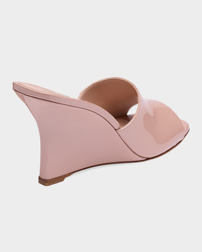 Stuart Weitzman Vinnie 85mm Patent Leather Wedge Mule Sandals