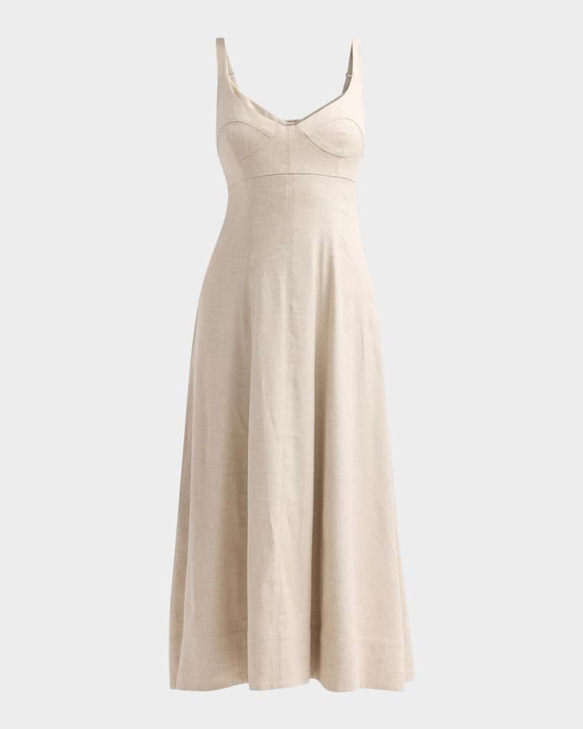arya linen dress Brunna Co | ARYA Safari Linen Midi Dress, in Off White