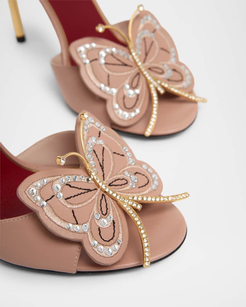 Valentino Garavani Flutterby 105mm Leather Sandals | Neiman Marcus