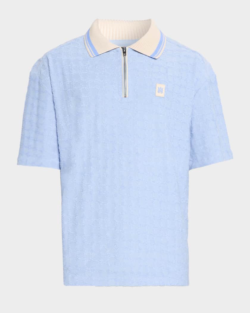Amiri Men's MA Terry Jacquard Quarter-Zip Polo Shirt | Neiman Marcus