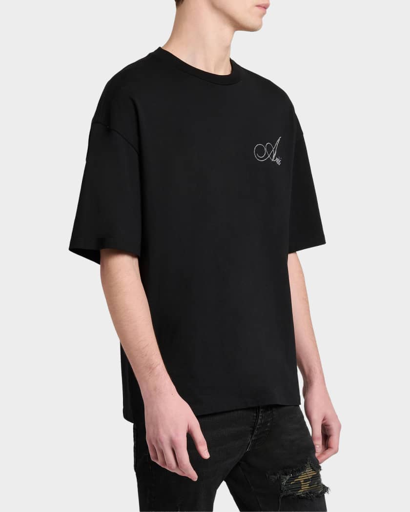 Amiri Men's Crystal-Embellished Logo Cotton T-Shirt | Neiman Marcus