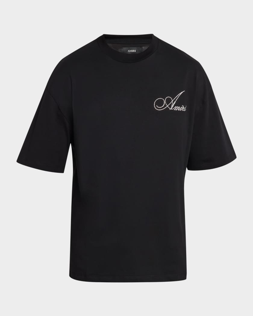 Amiri Men's Crystal-Embellished Logo Cotton T-Shirt | Neiman Marcus