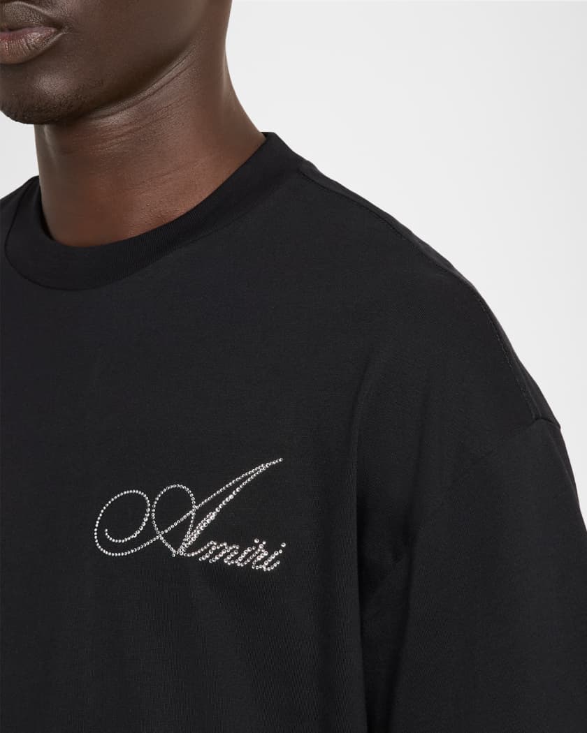 AMRI ストーンロゴ　Tシャツ Amiri Men's Crystal-Embellished Logo Cotton T-Shirt | Neiman Marcus
