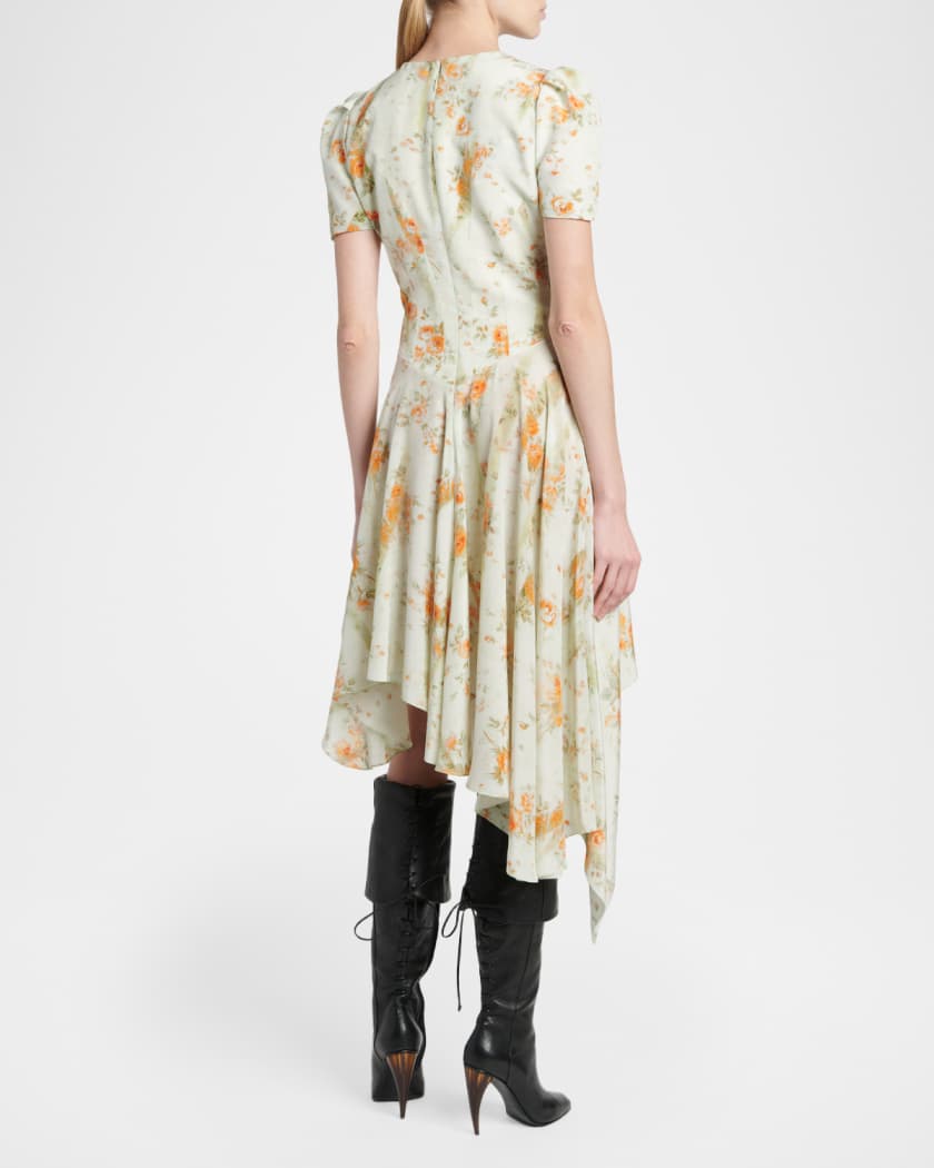 long sleeve asymmetric hem dress Ever-Pretty Pleated V-Neck 3/4 Sleeves Asymmetrical Hem Long Sleeve Dress