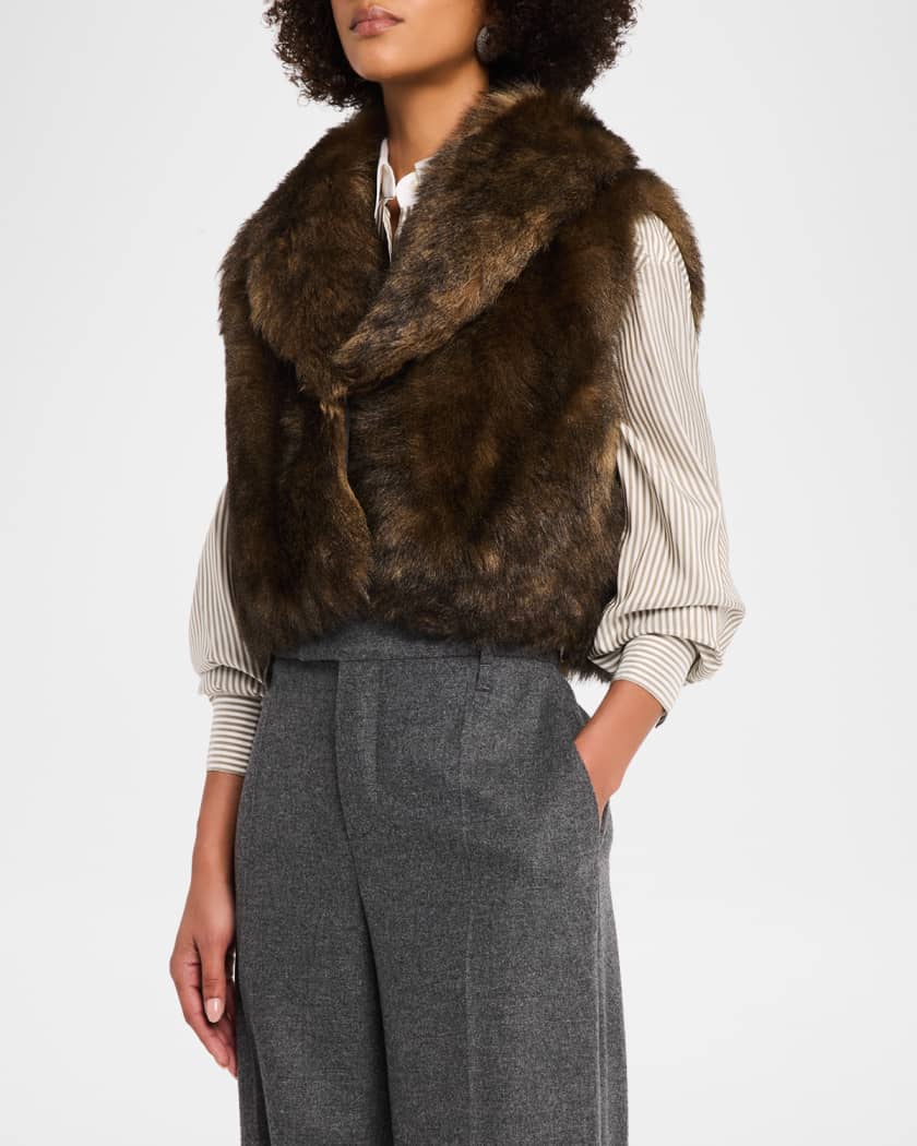 Brunello Cucinelli Lamb Shearling Crop Vest | Neiman Marcus
