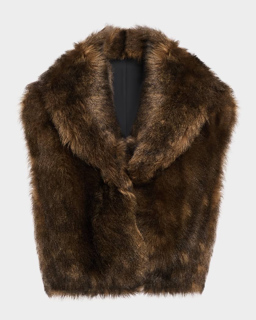 Brunello Cucinelli Lamb Shearling Crop Vest | Neiman Marcus