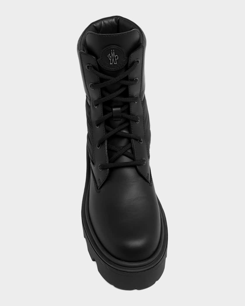 Moncler Aurea Quilted-Inset Leather Ankle Boots | Neiman Marcus