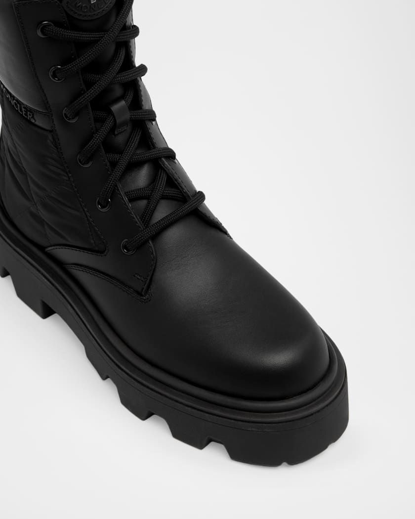 MONCLER アンテミス　黒 Moncler Aurea Quilted-Inset Leather Ankle Boots | Neiman Marcus