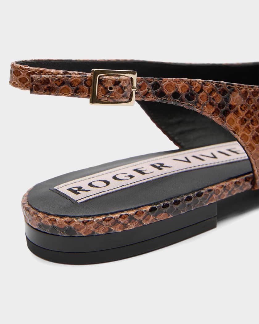 Roger Vivier Gommettine Croc-Embossed Leather Slingback Ballerina