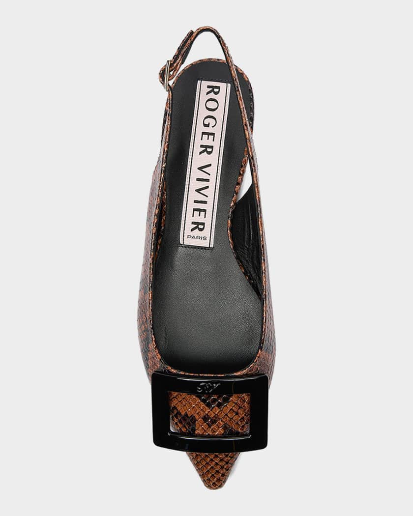 Roger Vivier Gommettine Croc-Embossed Leather Slingback Ballerina