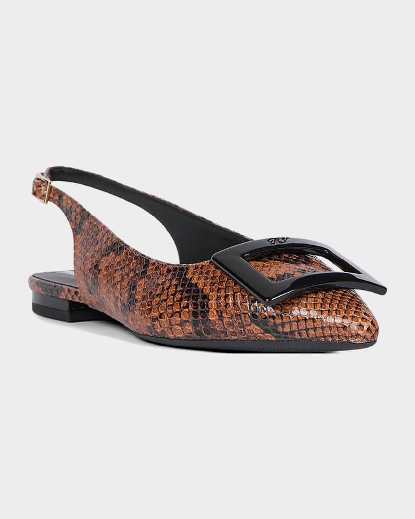 t*o様 Roger Vivier ロジェビビエ ゴメッティーヌ 36.5 ブラ Roger Vivier Gommettine Croc-Embossed Leather Slingback Ballerina