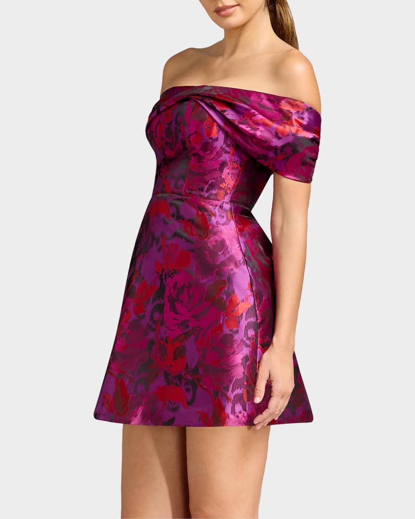 Dress the Population Black Label Olive Rose Jacquard Off-The