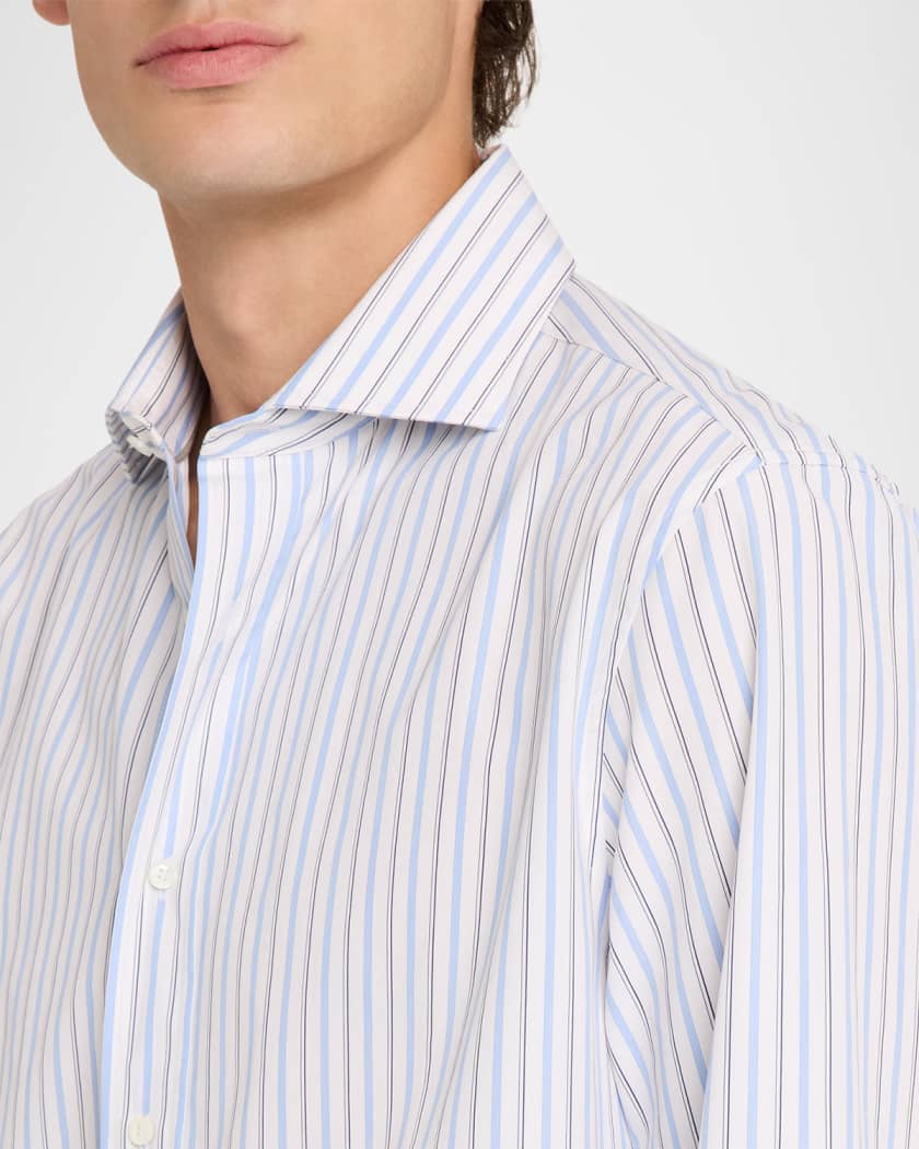 Brunello Cucinelli Men's Cotton Variegated Stripe Button-Down