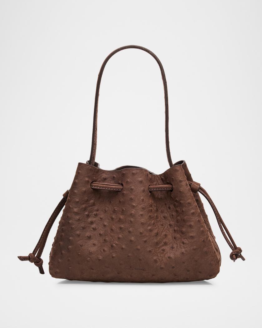 Mansur Gavriel Ostrich-Embossed Leather Drawstring Top  display picture 2
