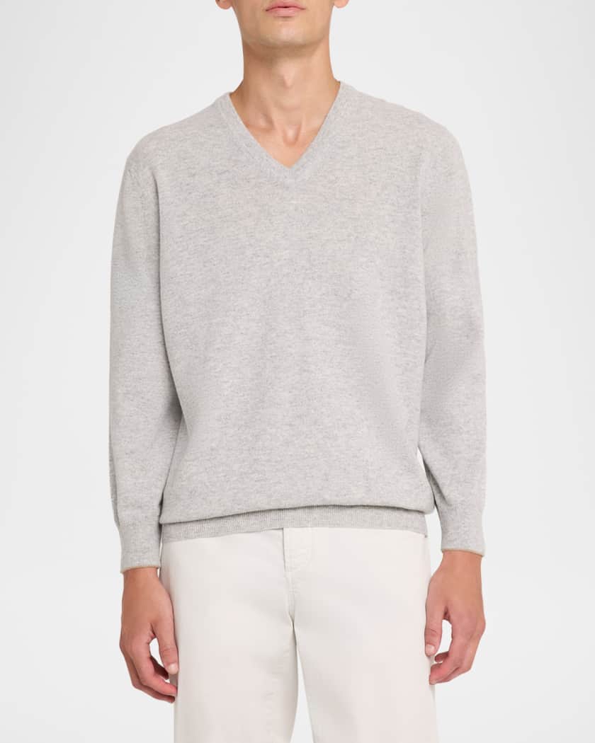 Brunello Cucinelli Men's Cashmere V-Neck Sweater | Neiman Marcus