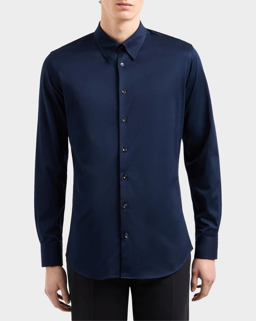 Giorgio Armani Men's Cotton Jersey Sport Shirt | Neiman Marcus