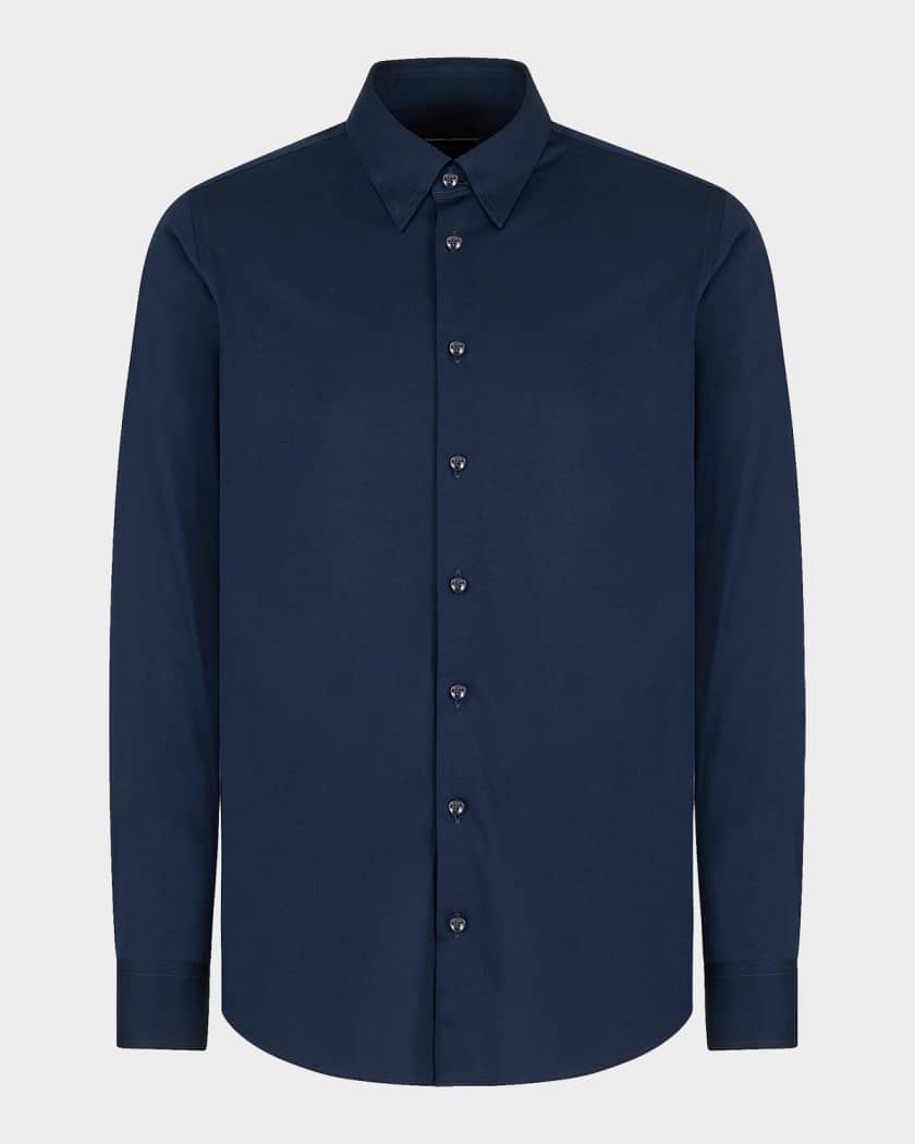 Giorgio Armani ネイビー 長袖シャツ Giorgio Armani Men's Cotton Jersey Sport Shirt | Neiman Marcus