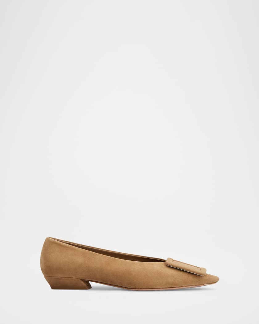 Roger Vivier Belle Vivier 25mm Suede Ballerina Flats | Neiman Marcus