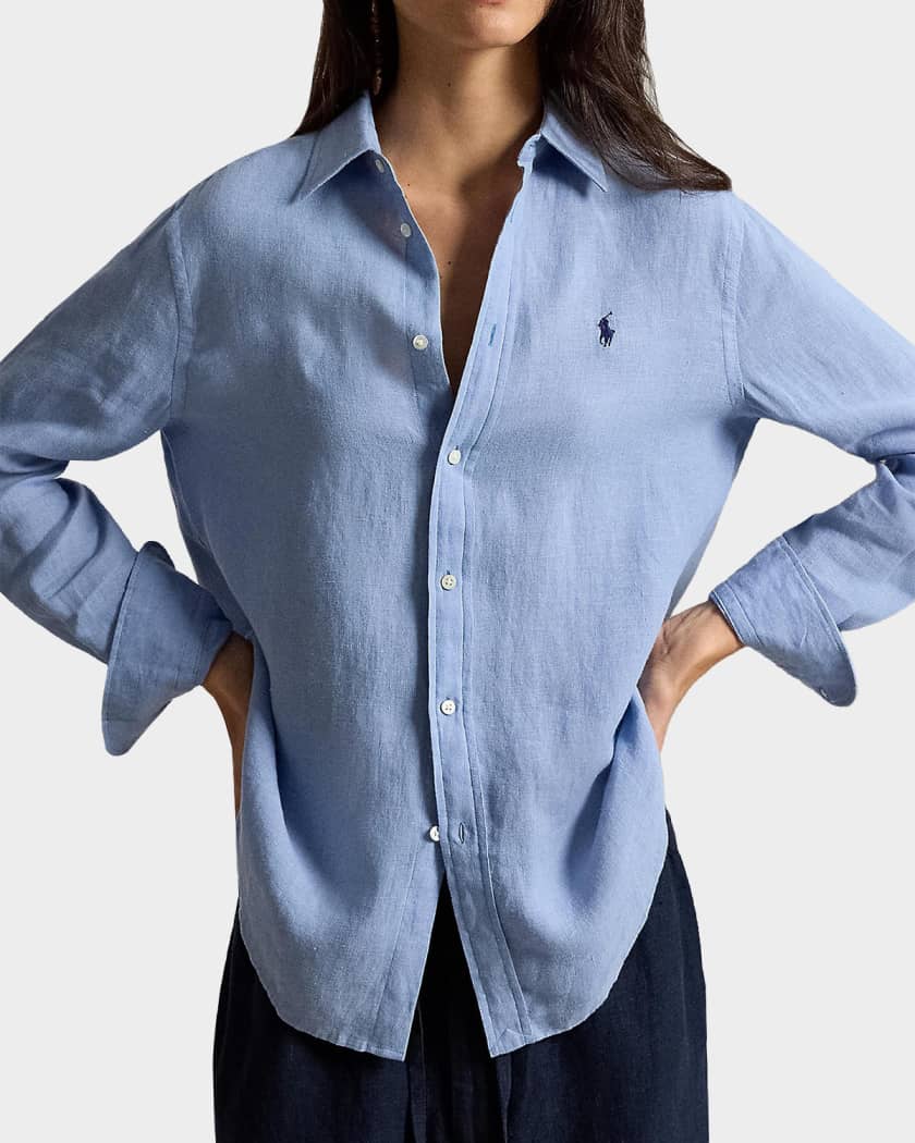 Polo Ralph Lauren Linen Classic-Fit Button-Front Shirt | Neiman Marcus
