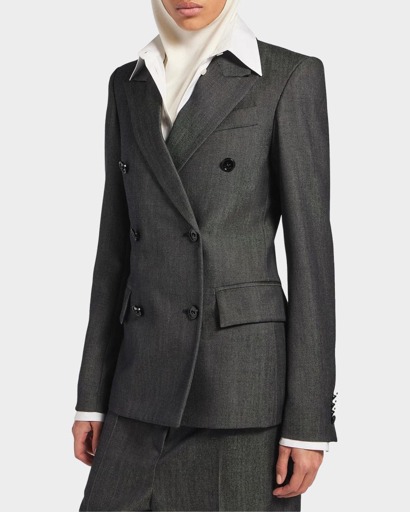 Balenciaga Wool Double-Breasted Tailored Jacket | Neiman Marcus