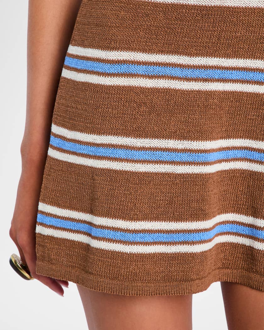 azriel knit mini dress SEROYA Azriel Knit Mini Dress in Eggshell Stripe