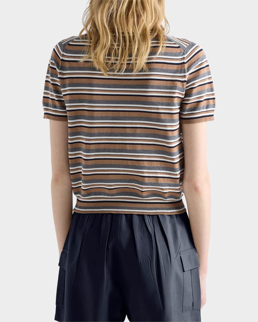 トップス PRADA Prada Shorts-Sleeved Striped Jersey T-Shirt | Neiman Marcus